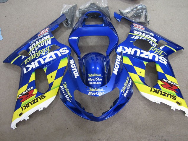 Carenagem Suzuki GSXR 600 K1 K2 K3 2001-2003 - Azul Amarelo Telefumia Movistar Carenagem Suzuki GSXR 600 K1 K2 K3 2001-2003 - Azul Amarelo Telefumia Movistar