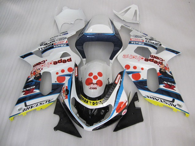 Carenagem Suzuki GSXR 600 K1 K2 K3 2001-2003 - Branco Azul Dark Dog Carenagem Suzuki GSXR 600 K1 K2 K3 2001-2003 - Branco Azul Dark Dog