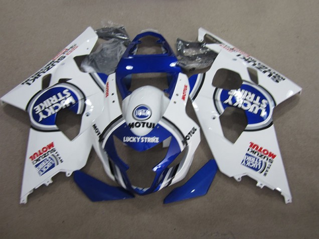 Carenagem Suzuki GSXR 600 K4 2004-2005 - Azul Branco Lucky Strike Motul Carenagem Suzuki GSXR 600 K4 2004-2005 - Azul Branco Lucky Strike Motul
