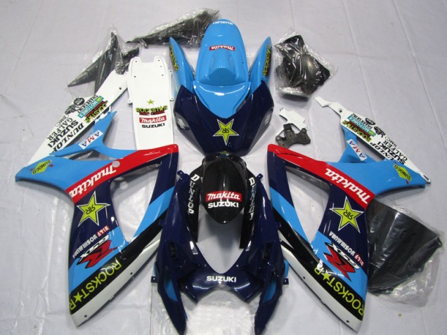 Carenagem Suzuki GSXR 600 K6 2006-2007 - Azul Branco Rockstar Makita Carenagem Suzuki GSXR 600 K6 2006-2007 - Azul Branco Rockstar Makita
