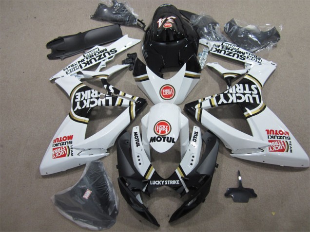 Carenagem Suzuki GSXR 600 K6 2006-2007 - Preto Branco Lucky Strike Motul Carenagem Suzuki GSXR 600 K6 2006-2007 - Preto Branco Lucky Strike Motul