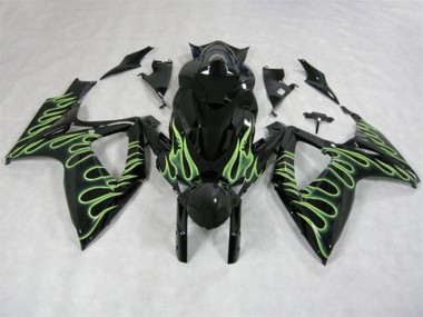 Carenagem Suzuki GSXR 600 K6 2006-2007 - Preto Verde Chama
