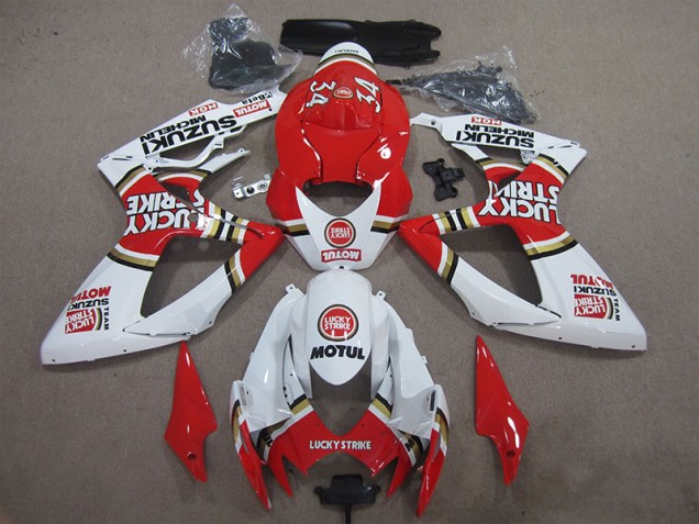 Carenagem Suzuki GSXR 600 K6 2006-2007 - Vermelho Branco Lucky Strike Motul Carenagem Suzuki GSXR 600 K6 2006-2007 - Vermelho Branco Lucky Strike Motul