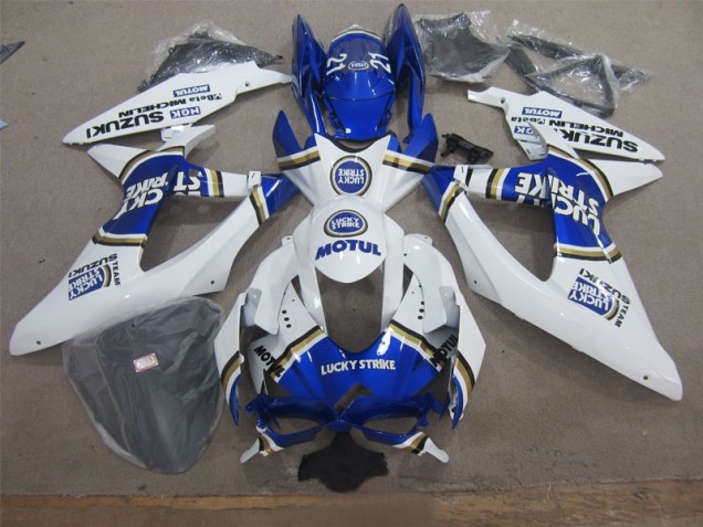 Carenagem Suzuki GSXR 600 K8 2008-2010 - Branco Lucky Strike Azul Motul Carenagem Suzuki GSXR 600 K8 2008-2010 - Branco Lucky Strike Azul Motul