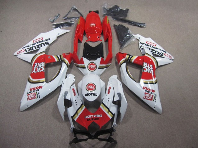 Carenagem Suzuki GSXR 600 K8 2008-2010 - Branco Lucky Strike Vermelho Motul Carenagem Suzuki GSXR 600 K8 2008-2010 - Branco Lucky Strike Vermelho Motul