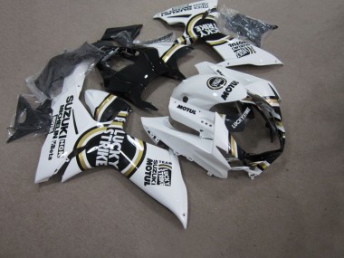 Carenagem Suzuki GSXR 750 K11 2011-2021 - Branco Lucky Strike Preto Motul