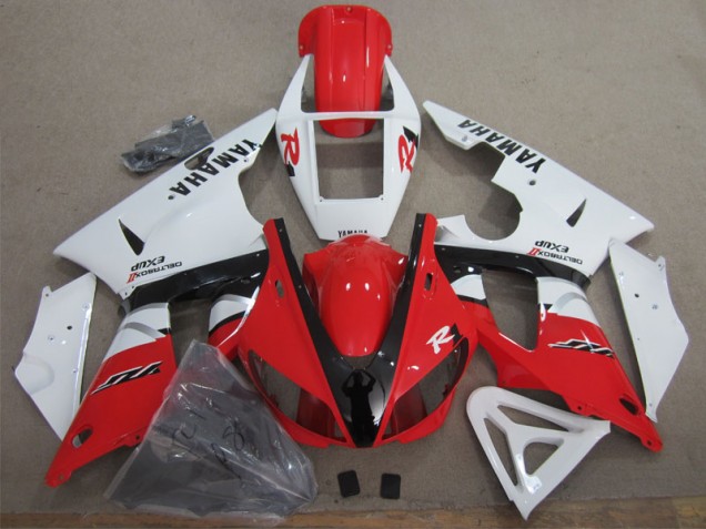 Carenagem Yamaha R1 1998-1999 - Vermelho Branco Preto Decalque Carenagem Yamaha R1 1998-1999 - Vermelho Branco Preto Decalque