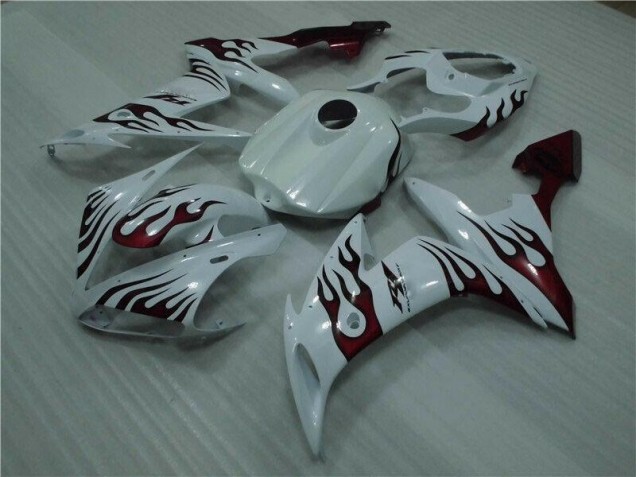 Carenagem Yamaha R1 2004-2006 - Branco Vermelho Chama