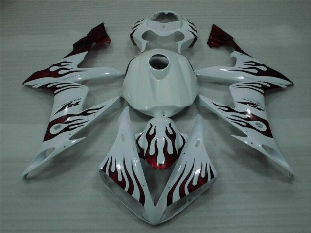 Carenagem Yamaha R1 2004-2006 - Branco Vermelho Chama