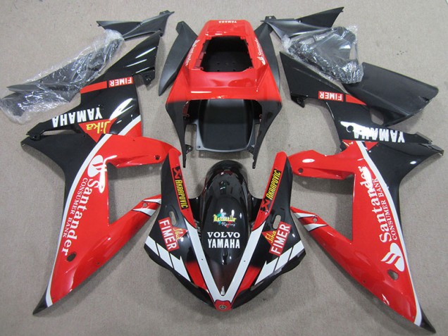 Carenagem Yamaha R1 2004-2006 - Vermelho Preto Branco Santander