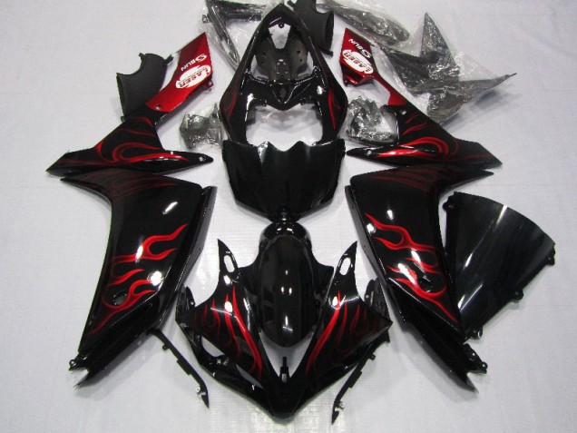 Carenagem Yamaha R1 2007-2008 - Preto Vermelho Chama Carenagem Yamaha R1 2007-2008 - Preto Vermelho Chama