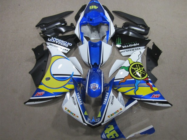 Carenagem Yamaha R1 2012-2014 - Azul Branco Amarelo 46 Carenagem Yamaha R1 2012-2014 - Azul Branco Amarelo 46