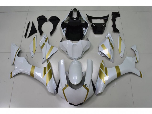 Carenagem Yamaha R1 2015-2019 - Branco & Ouro Decalque Carenagem Yamaha R1 2015-2019 - Branco & Ouro Decalque