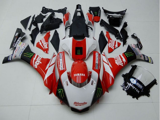 Carenagem Yamaha R1 2015-2019 - Vermelho Branco Monster Carenagem Yamaha R1 2015-2019 - Vermelho Branco Monster
