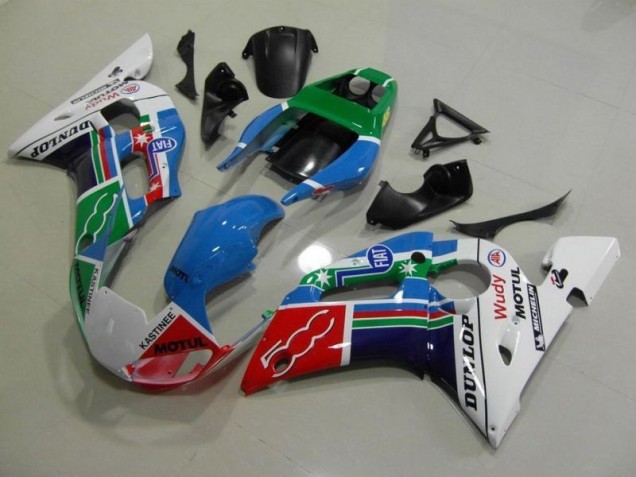 Carenagem Yamaha R6 1998-2002 - Azul Branco Verde Vermelho Wudy Motul Dunlop Carenagem Yamaha R6 1998-2002 - Azul Branco Verde Vermelho Wudy Motul Dunlop