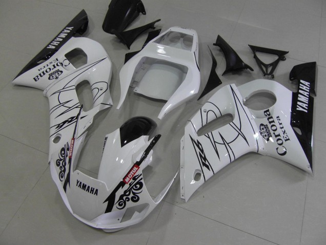 Carenagem Yamaha R6 1998-2002 - Branco Preto Corona Carenagem Yamaha R6 1998-2002 - Branco Preto Corona