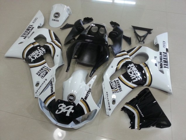 Carenagem Yamaha R6 1998-2002 - Branco Preto Carenagem Yamaha R6 1998-2002 - Branco Preto