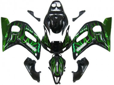 Carenagem Yamaha R6 1998-2002 - Preto Verde Chama