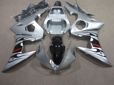 Carenagem Yamaha R6 2003-2005 - Prata Preto Vermelho Decalque
