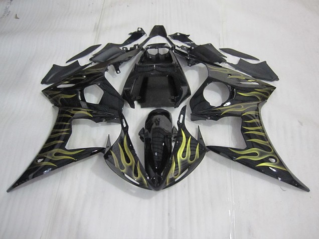 Carenagem Yamaha R6 2003-2005 - Preto & Amarelo Chama Carenagem Yamaha R6 2003-2005 - Preto & Amarelo Chama