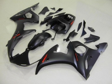 Carenagem Yamaha R6 2003-2005 - Preto Fosco Vermelho Decalques