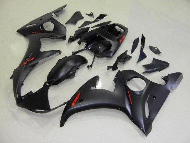 Carenagem Yamaha R6 2003-2005 - Preto Fosco Vermelho Decalques Carenagem Yamaha R6 2003-2005 - Preto Fosco Vermelho Decalques