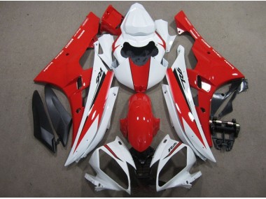 Carenagem Yamaha R6 2006-2007 - Branco Vermelho Preto Decalque