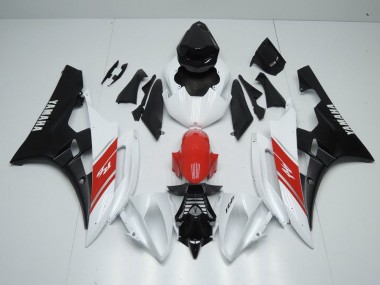 Carenagem Yamaha R6 2006-2007 - Branco Vermelho & Preto Fosco