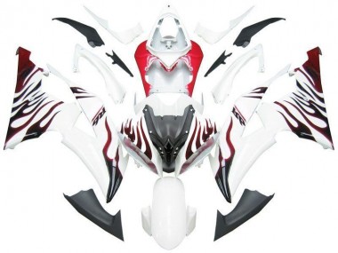 Carenagem Yamaha R6 2008-2016 - Branco Vermelho Chama R6