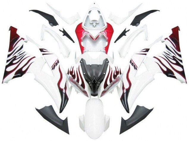Carenagem Yamaha R6 2008-2016 - Branco Vermelho Chama R6