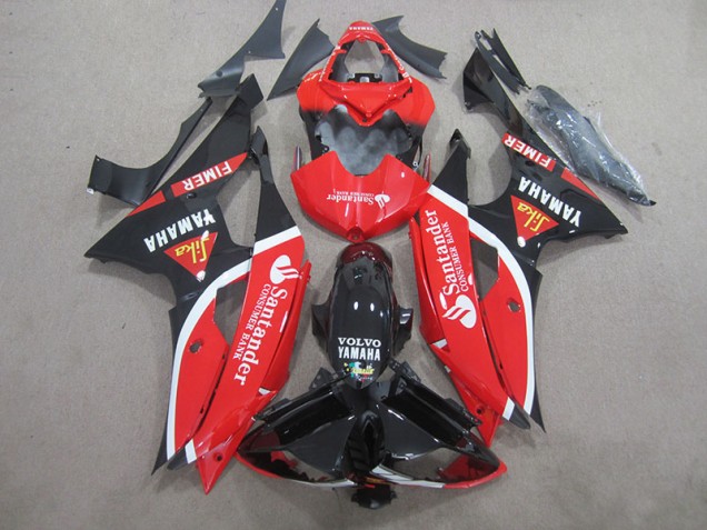Carenagem Yamaha R6 2008-2016 - Preto Vermelho Branco Santander Carenagem Yamaha R6 2008-2016 - Preto Vermelho Branco Santander