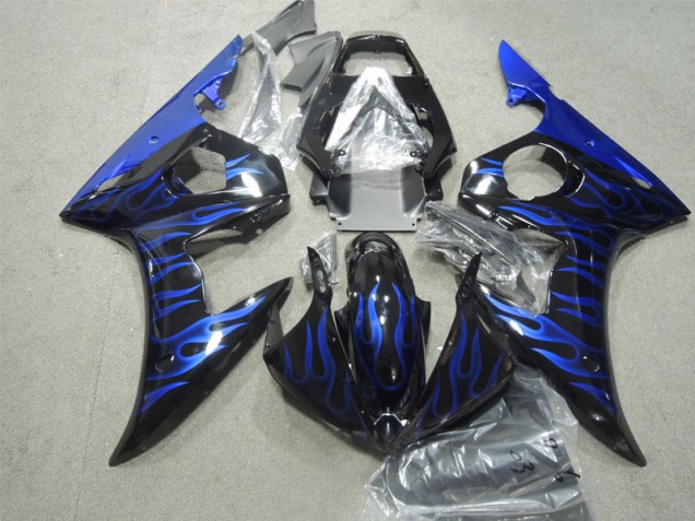 Carroçaria Yamaha R6 2003-2005 - Preto Azul Chama Carroçaria Yamaha R6 2003-2005 - Preto Azul Chama