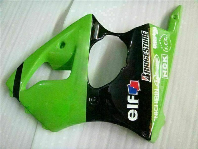 Injeção Kit Carenagem Kawasaki ZX6R 2000-2002 - Verde Preto Injeção Kit Carenagem Kawasaki ZX6R 2000-2002 - Verde Preto