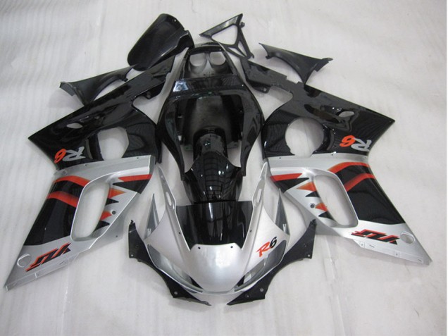 Injeção Kit Carenagem Yamaha R6 1998-2002 - Preto Prata Injeção Kit Carenagem Yamaha R6 1998-2002 - Preto Prata