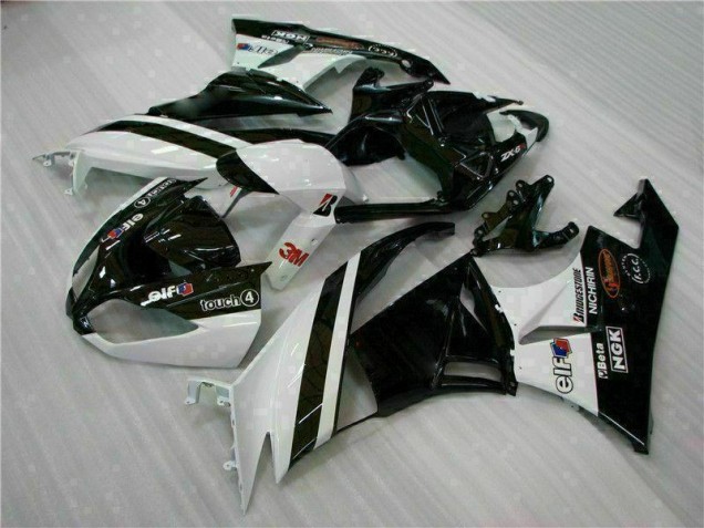 Injeção Kits Carenagem Kawasaki ZX6R 2009-2012 - Preto Branco 3M Touch4