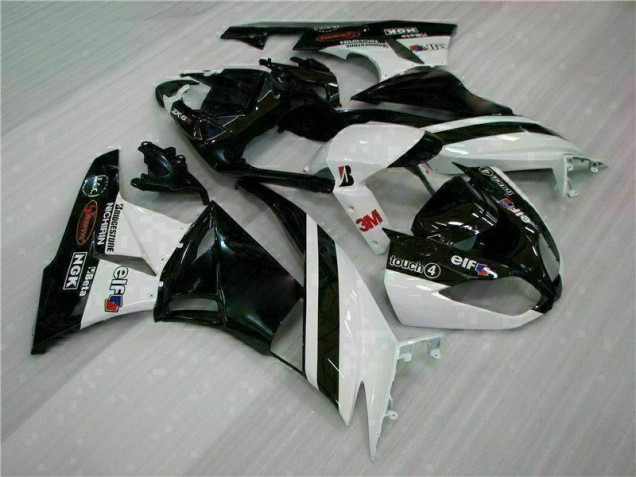 Injeção Kits Carenagem Kawasaki ZX6R 2009-2012 - Preto Branco 3M Touch4