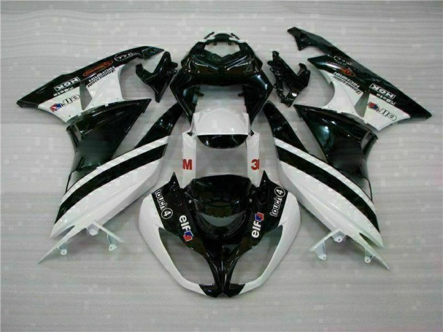 Injeção Kits Carenagem Kawasaki ZX6R 2009-2012 - Preto Branco 3M Touch4