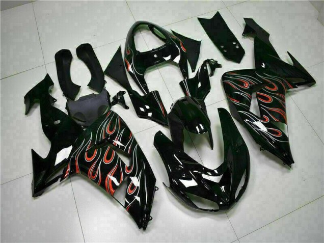 Kit Carenagem Kawasaki ZX10R 2006-2007 - Preto Vermelho Chama Kit Carenagem Kawasaki ZX10R 2006-2007 - Preto Vermelho Chama