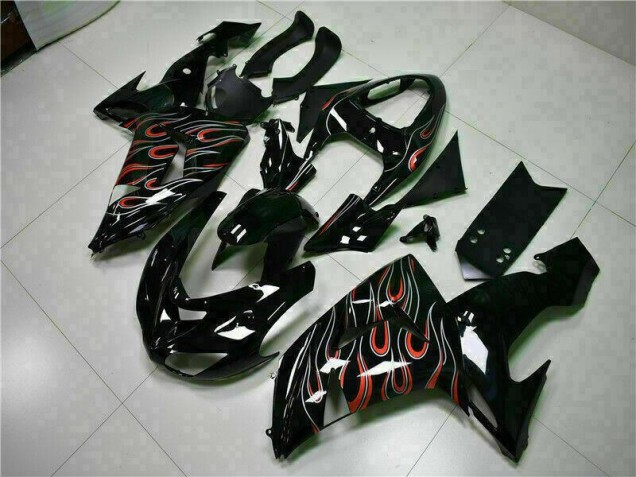 Kit Carenagem Kawasaki ZX10R 2006-2007 - Preto Vermelho Chama Kit Carenagem Kawasaki ZX10R 2006-2007 - Preto Vermelho Chama