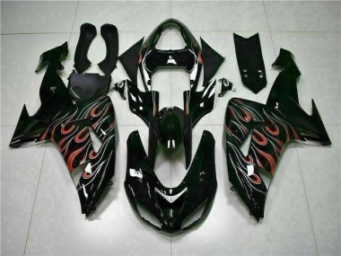Kit Carenagem Kawasaki ZX10R 2006-2007 - Preto Vermelho Chama