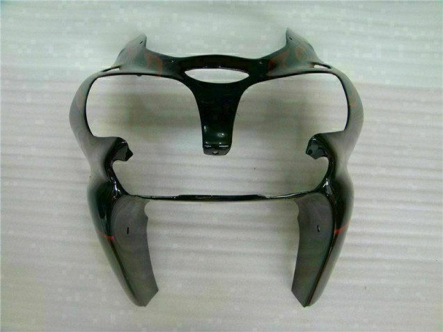 Kit Completo Carenagem Kawasaki ZX6R 2000-2002 - Preto Vermelho Chama Kit Completo Carenagem Kawasaki ZX6R 2000-2002 - Preto Vermelho Chama