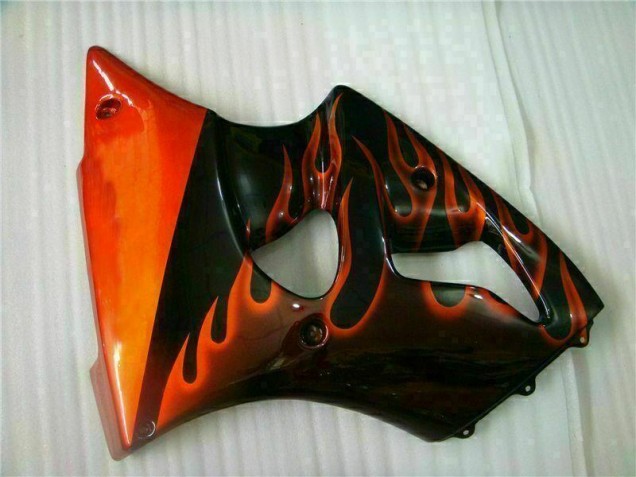 Kit Completo Carenagem Kawasaki ZX6R 2000-2002 - Preto Vermelho Chama Kit Completo Carenagem Kawasaki ZX6R 2000-2002 - Preto Vermelho Chama