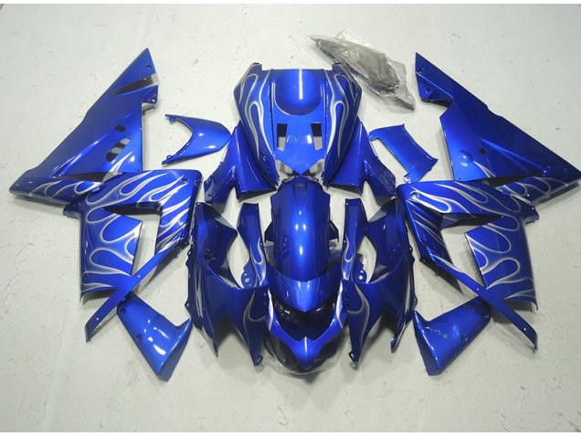 Kits Carenagem Kawasaki ZX10R 2003-2005 - Azul Branco Chama