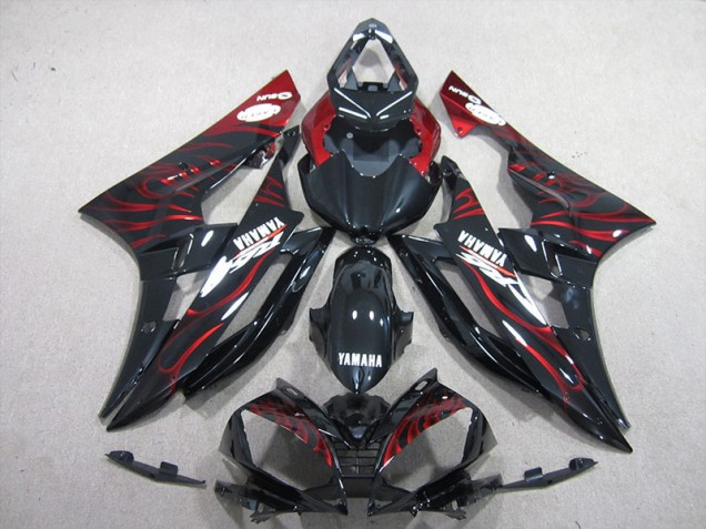Kits Carenagem Yamaha R6 2006-2007 - Preto Vermelho Chama Kits Carenagem Yamaha R6 2006-2007 - Preto Vermelho Chama