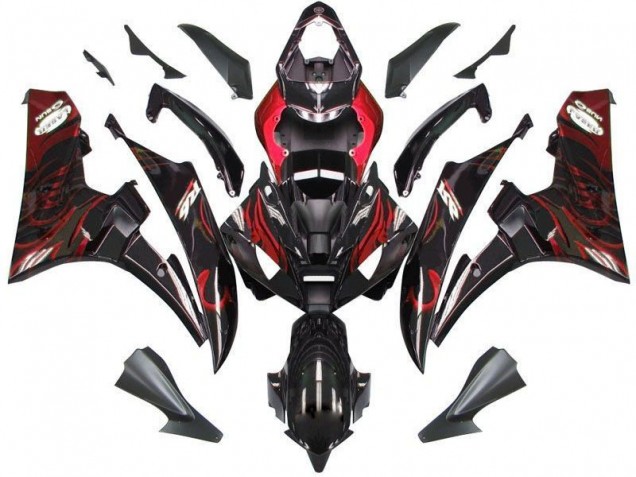 Kits Completo Carenagem Yamaha R6 2006-2007 - Preto Vermelho Chama Kits Completo Carenagem Yamaha R6 2006-2007 - Preto Vermelho Chama