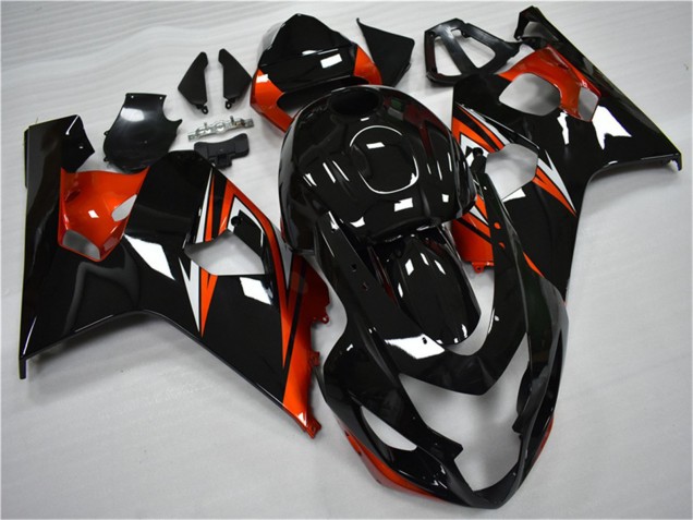 Carenagens Moto Suzuki GSXR 600/750 2004-2005 - Preto Brilhante Vermelho Listra