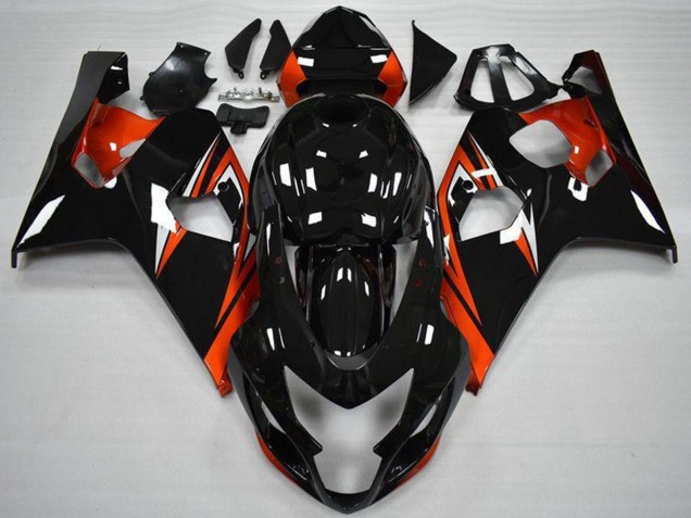 Carenagens Moto Suzuki GSXR 600/750 2004-2005 - Preto Brilhante Vermelho Listra