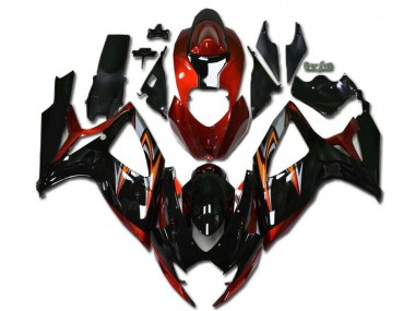 Carenagens Moto Suzuki GSXR 600/750 2006-2007 - Laranja Prata Preto Brilhante Listra
