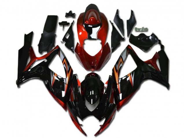 Carenagens Moto Suzuki GSXR 600/750 2006-2007 - Laranja Prata Preto Brilhante Listra