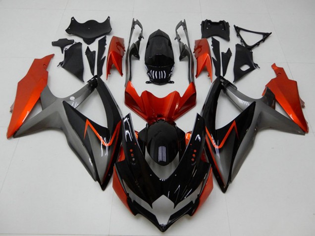 Carenagens Moto Suzuki GSXR 600/750 2008-2010 - Laranja Cinzento Preto Brilhante